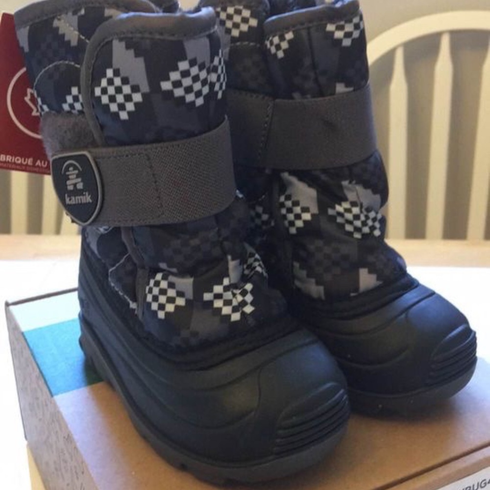 BRAND NEW toddler boy girl kamik snowbug 4 black winter snow boots size 5 6 7 - Picture 6 of 7
